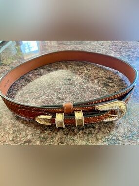 1980’s Orvis Sterling Silver Hand Tooled Leather Split End Belt